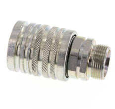 Steel DN 12.5 Hydraulic Coupling Socket 18 mm L Compression Ring ISO 7241-1 A/8434-1 D 20.5mm