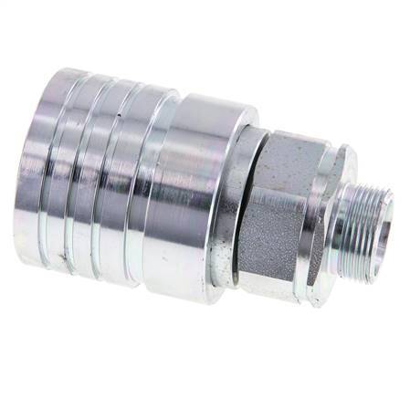 Steel DN 25 Hydraulic Coupling Socket 18 mm L Compression Ring ISO 7241-1 A/8434-1 D 34.3mm