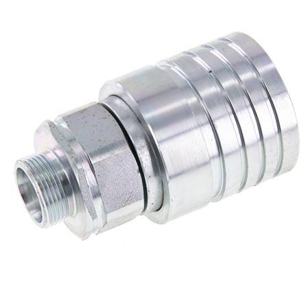 Steel DN 25 Hydraulic Coupling Socket 18 mm L Compression Ring ISO 7241-1 A/8434-1 D 34.3mm