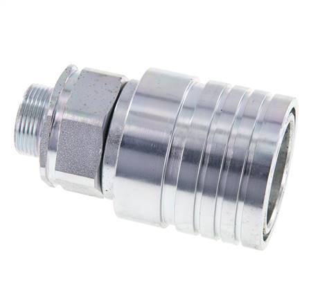 Steel DN 25 Hydraulic Coupling Socket 18 mm L Compression Ring ISO 7241-1 A/8434-1 D 34.3mm