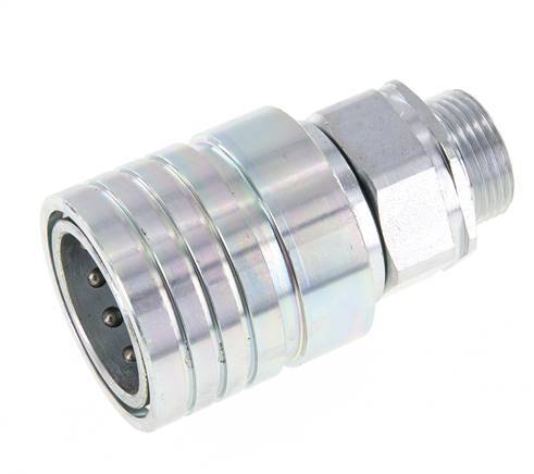 Steel DN 25 Hydraulic Coupling Socket 22 mm L Compression Ring ISO 7241-1 A/8434-1 D 34.3mm