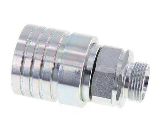 Steel DN 25 Hydraulic Coupling Socket 22 mm L Compression Ring ISO 7241-1 A/8434-1 D 34.3mm