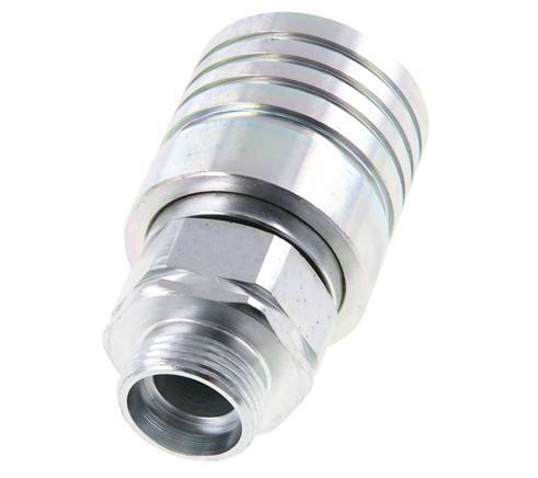 Steel DN 25 Hydraulic Coupling Socket 22 mm L Compression Ring ISO 7241-1 A/8434-1 D 34.3mm