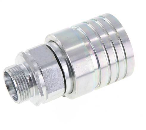 Steel DN 25 Hydraulic Coupling Socket 22 mm L Compression Ring ISO 7241-1 A/8434-1 D 34.3mm