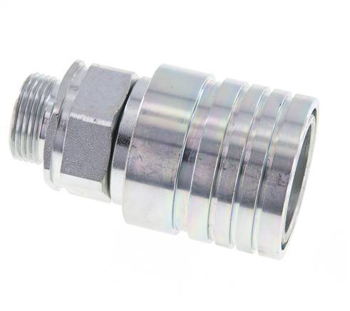 Steel DN 25 Hydraulic Coupling Socket 22 mm L Compression Ring ISO 7241-1 A/8434-1 D 34.3mm