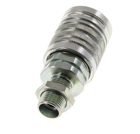 Steel DN 12.5 Hydraulic Coupling Socket 12 mm L Compression Ring Bulkhead ISO 7241-1 A/8434-1 D 20.5mm