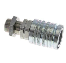 Steel DN 12.5 Hydraulic Coupling Socket 15 mm L Compression Ring Bulkhead ISO 7241-1 A/8434-1 D 20.5mm