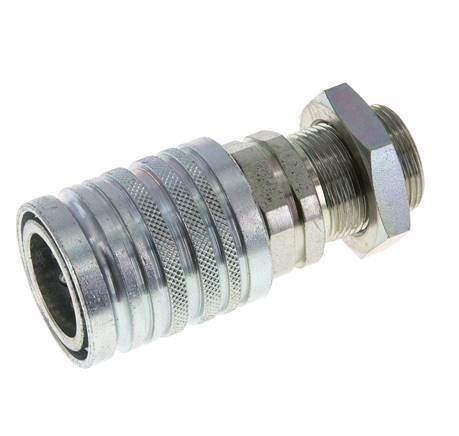 Steel DN 12.5 Hydraulic Coupling Socket 18 mm L Compression Ring Bulkhead ISO 7241-1 A/8434-1 D 20.5mm