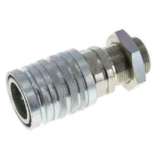 Steel DN 12.5 Hydraulic Coupling Socket 18 mm L Compression Ring Bulkhead ISO 7241-1 A/8434-1 D 20.5mm