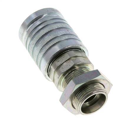 Steel DN 12.5 Hydraulic Coupling Socket 18 mm L Compression Ring Bulkhead ISO 7241-1 A/8434-1 D 20.5mm