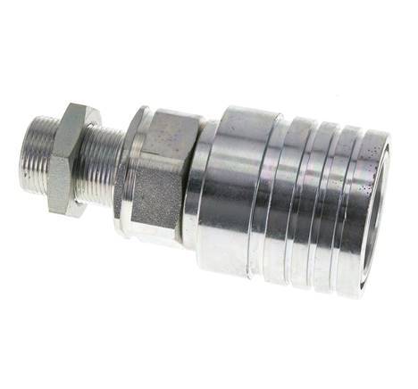 Steel DN 25 Hydraulic Coupling Socket 18 mm L Compression Ring Bulkhead ISO 7241-1 A/8434-1 D 34.3mm