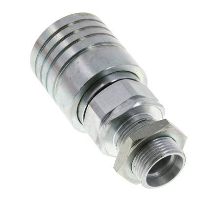Steel DN 25 Hydraulic Coupling Socket 22 mm L Compression Ring Bulkhead ISO 7241-1 A/8434-1 D 34.3mm