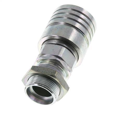 Steel DN 25 Hydraulic Coupling Socket 28 mm L Compression Ring Bulkhead ISO 7241-1 A/8434-1 D 34.3mm