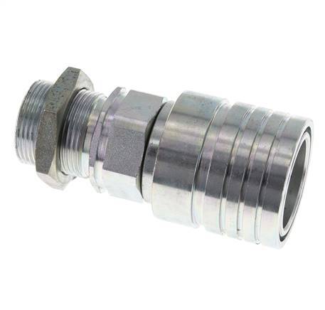 Steel DN 25 Hydraulic Coupling Socket 28 mm L Compression Ring Bulkhead ISO 7241-1 A/8434-1 D 34.3mm