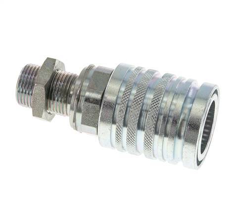 Steel DN 12.5 Hydraulic Coupling Socket 12 mm S Compression Ring Bulkhead ISO 7241-1 A/8434-1 D 20.5mm
