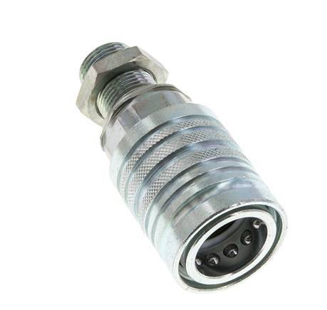 Steel DN 12.5 Hydraulic Coupling Socket 12 mm S Compression Ring Bulkhead ISO 7241-1 A/8434-1 D 20.5mm