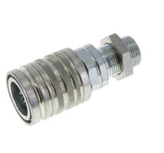 Steel DN 12.5 Hydraulic Coupling Socket 14 mm S Compression Ring Bulkhead ISO 7241-1 A/8434-1 D 20.5mm
