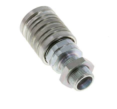 Steel DN 12.5 Hydraulic Coupling Socket 14 mm S Compression Ring Bulkhead ISO 7241-1 A/8434-1 D 20.5mm
