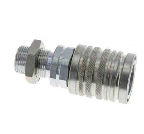 Steel DN 12.5 Hydraulic Coupling Socket 14 mm S Compression Ring Bulkhead ISO 7241-1 A/8434-1 D 20.5mm