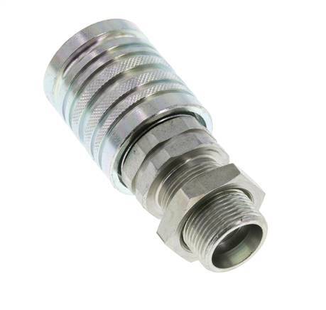Steel DN 12.5 Hydraulic Coupling Socket 16 mm S Compression Ring Bulkhead ISO 7241-1 A/8434-1 D 20.5mm