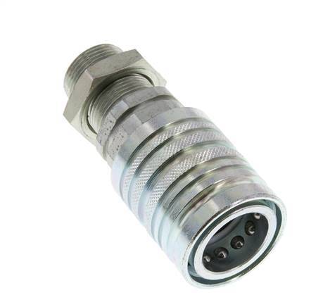 Steel DN 12.5 Hydraulic Coupling Socket 16 mm S Compression Ring Bulkhead ISO 7241-1 A/8434-1 D 20.5mm