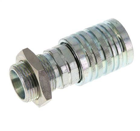 Steel DN 12.5 Hydraulic Coupling Socket 20 mm S Compression Ring Bulkhead ISO 7241-1 A/8434-1 D 20.5mm