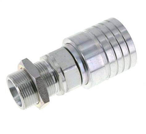 Steel DN 25 Hydraulic Coupling Socket 25 mm S Compression Ring Bulkhead ISO 7241-1 A/8434-1 D 34.3mm