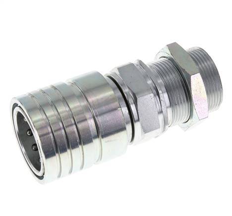 Steel DN 25 Hydraulic Coupling Socket 30 mm S Compression Ring Bulkhead ISO 7241-1 A/8434-1 D 34.3mm