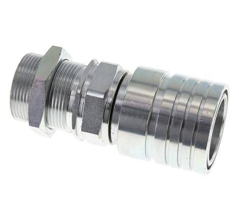 Steel DN 25 Hydraulic Coupling Socket 30 mm S Compression Ring Bulkhead ISO 7241-1 A/8434-1 D 34.3mm