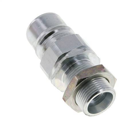 Steel DN 25 Hydraulic Coupling Plug 20 mm S Compression Ring Bulkhead ISO 7241-1 A/8434-1 D 34.3mm