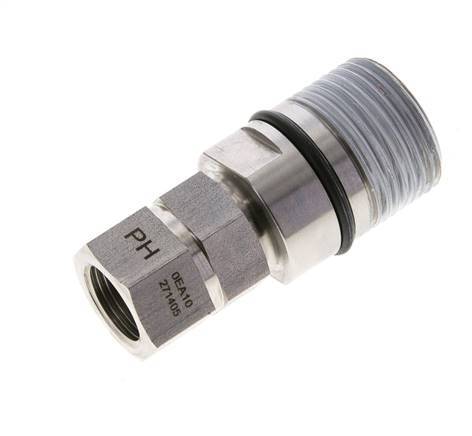 Stainless Steel DN 10 Hydraulic Coupling Socket G 3/8 inch Female Threads ISO 14541 D M28 x 2