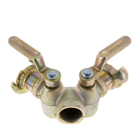 G 1'' Double Throttle Valve Claw Coupling DIN 3487 Cast Iron