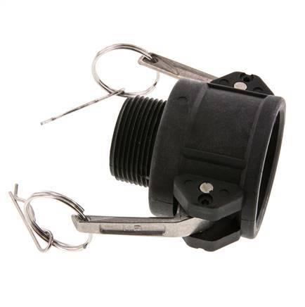 Camlock DN 40 (1 1/2'') Polypropylene Coupling R 1 1/4'' Male Thread Type B MIL-C-27487
