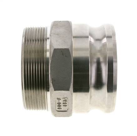 Camlock DN 90 (4'') Stainless Steel Coupling 4'' Male NPT Thread Type F MIL-C-27487