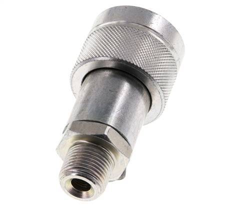 Steel DN 10 Hydraulic Coupling Socket 3/8 inch Male NPT Threads ISO 14540 D 19 mm