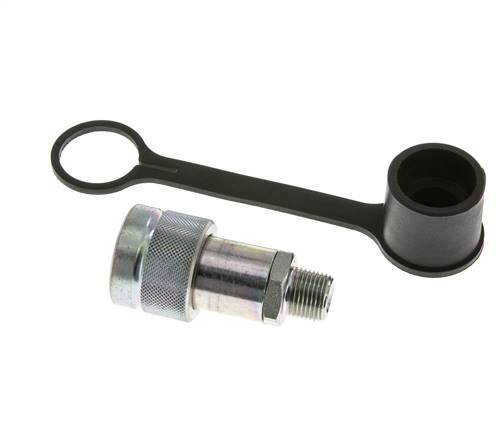 Steel Hydraulic Coupling Socket 3/8 inch Male NPT Threads Dust Cap