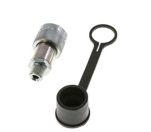 Steel Hydraulic Coupling Socket 3/8 inch Male NPT Threads Dust Cap