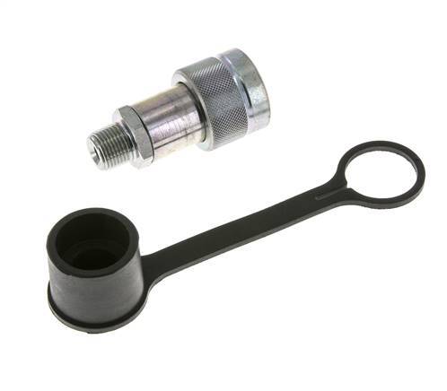 Steel Hydraulic Coupling Socket 3/8 inch Male NPT Threads Dust Cap