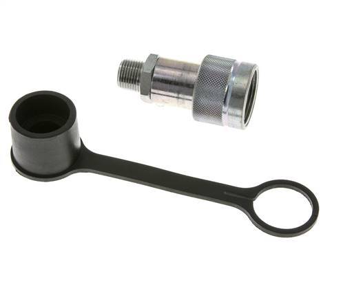 Steel Hydraulic Coupling Socket 3/8 inch Male NPT Threads Dust Cap