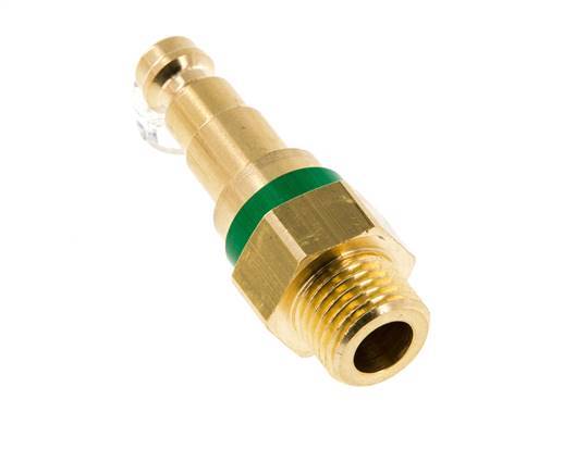 Brass DN 5 Green Air Coupling Plug G 1/4 inch Male Double Shut-Off