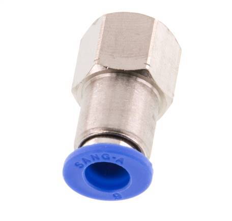 6mm x G1/8'' Push-in Fitting with Female Threads Brass/PA 66 NBR [2 Pieces]