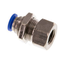 6mm x G1/8'' Push-in Fitting with Female Threads Brass/PA 66 NBR Bulkhead [2 Pieces]