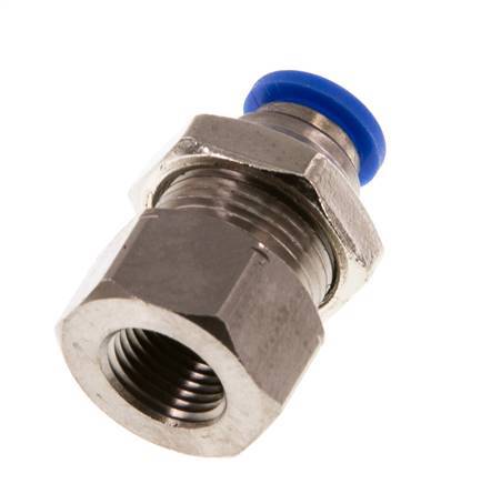 6mm x G1/8'' Push-in Fitting with Female Threads Brass/PA 66 NBR Bulkhead [2 Pieces]