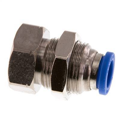 8mm x G1/8'' Push-in Fitting with Female Threads Brass/PA 66 NBR Bulkhead [2 Pieces]