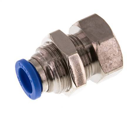 8mm x G1/8'' Push-in Fitting with Female Threads Brass/PA 66 NBR Bulkhead [2 Pieces]