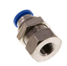 8mm x G1/8'' Push-in Fitting with Female Threads Brass/PA 66 NBR Bulkhead [2 Pieces]