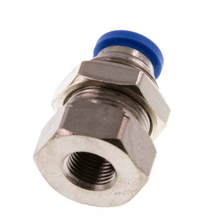 8mm x G1/8'' Push-in Fitting with Female Threads Brass/PA 66 NBR Bulkhead [2 Pieces]