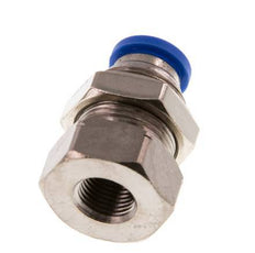 8mm x G1/8'' Push-in Fitting with Female Threads Brass/PA 66 NBR Bulkhead [2 Pieces]