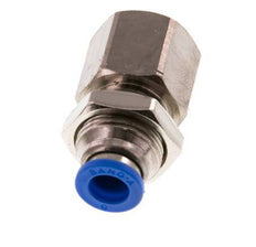 6mm x G1/4'' Push-in Fitting with Female Threads Brass/PA 66 NBR Bulkhead [2 Pieces]