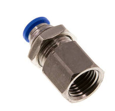 6mm x G1/4'' Push-in Fitting with Female Threads Brass/PA 66 NBR Bulkhead [2 Pieces]